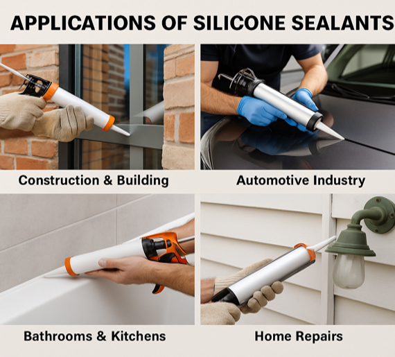 Silicone sealant uses by Nirmaan Groups – construction, auto, kitchen, home